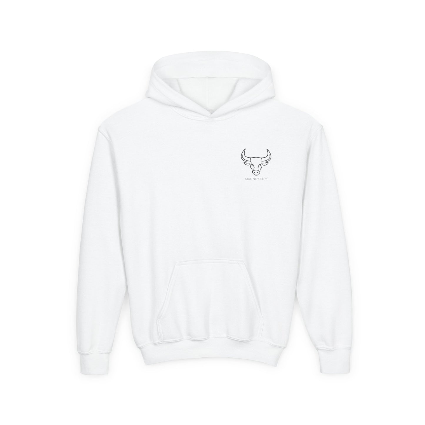 Youth Hoodie — "Mom Said No" Graphic Back with Minimal Front Logo
