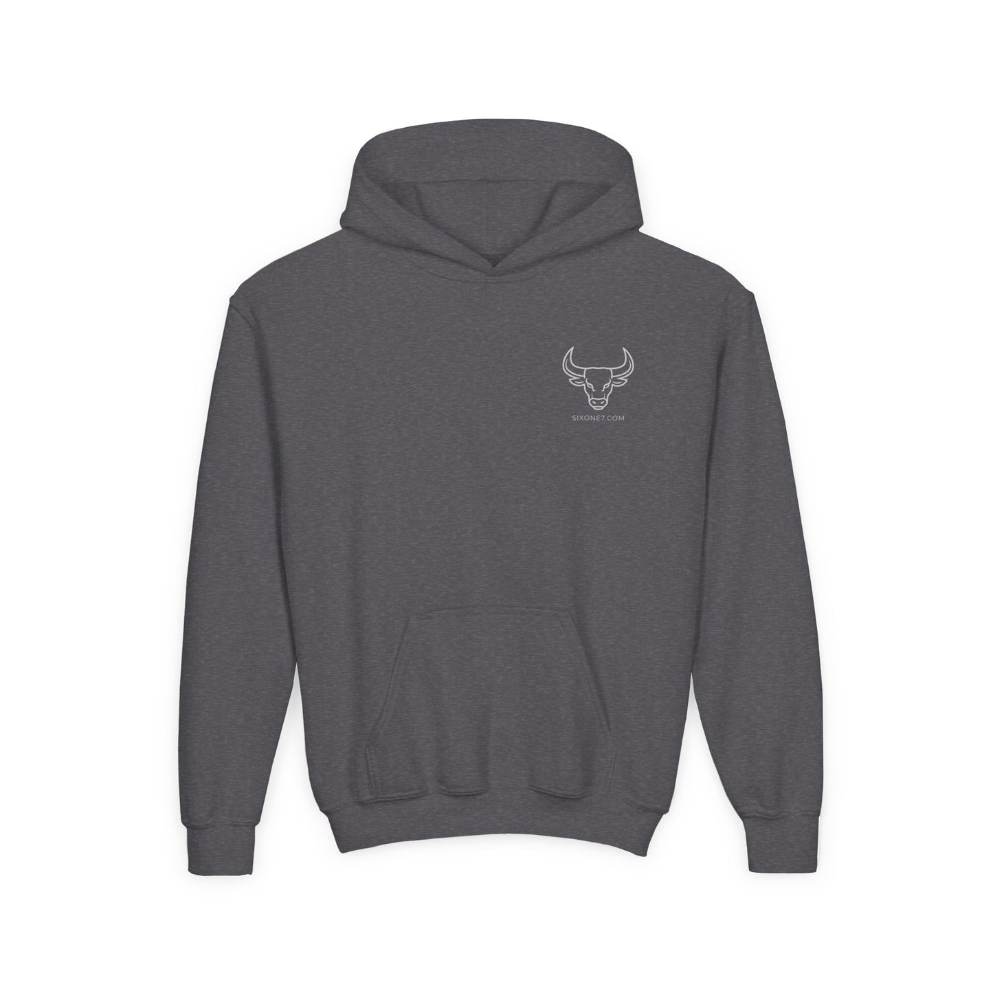 Youth Hoodie — "Mom Said No" Graphic Back with Minimal Front Logo