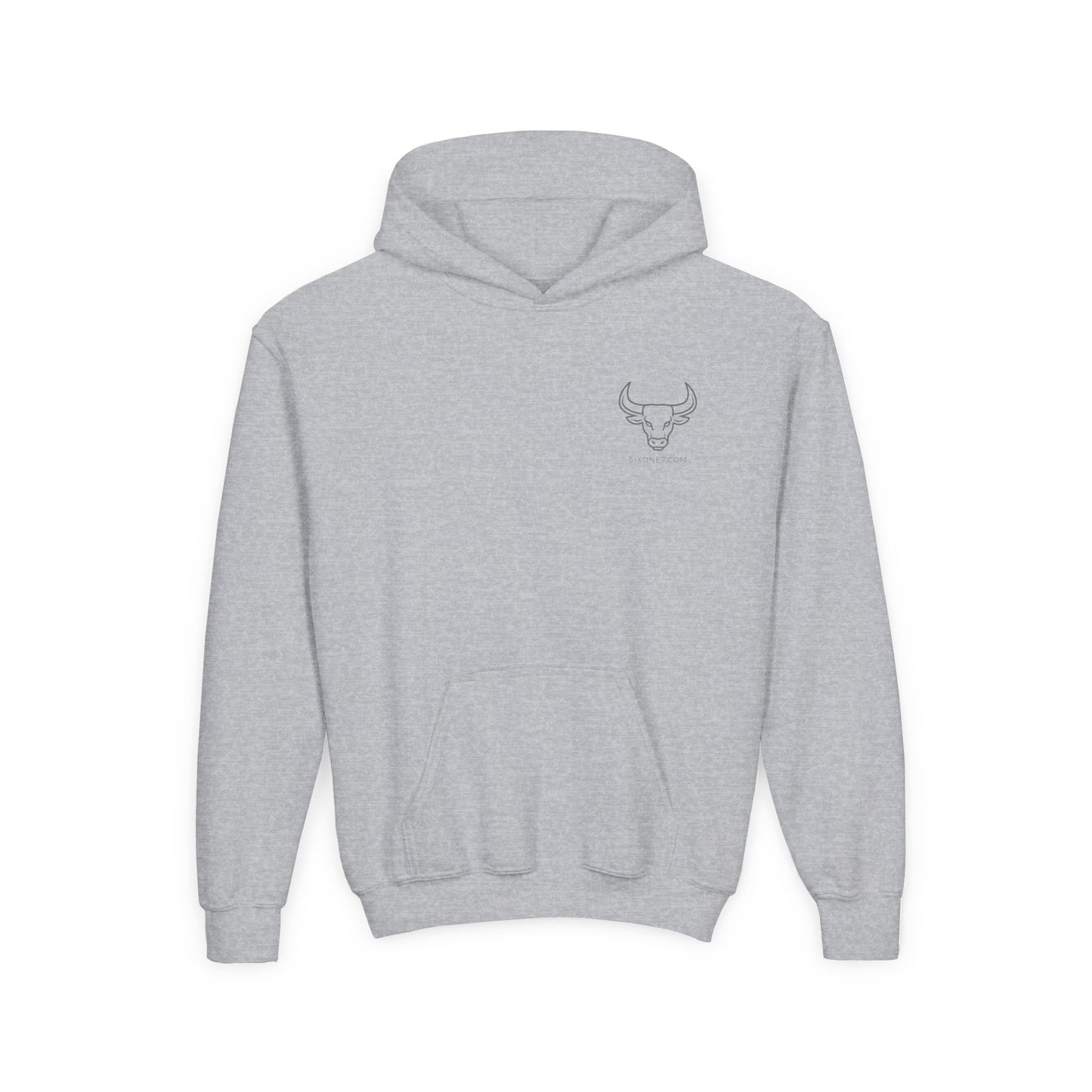 Youth Hoodie — "Mom Said No" Graphic Back with Minimal Front Logo