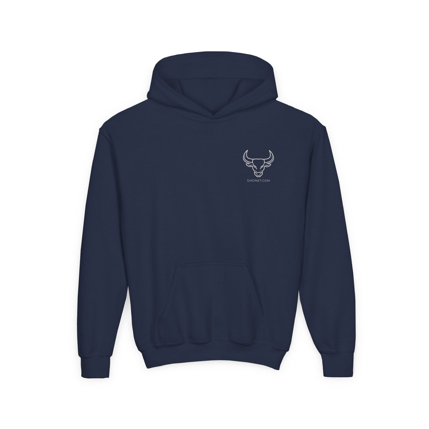 Youth Hoodie — "Mom Said No" Graphic Back with Minimal Front Logo